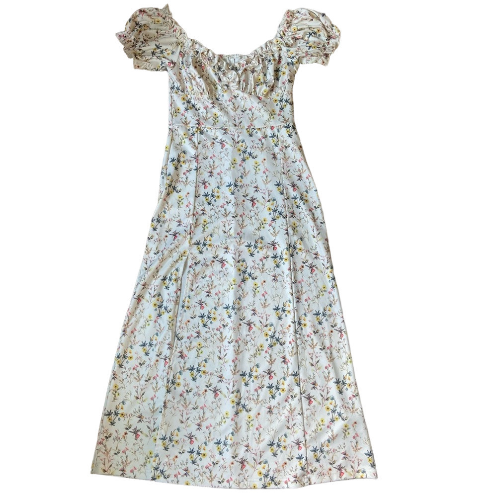Cider Floral Maxi Dress in White with Multicolor Flower Print